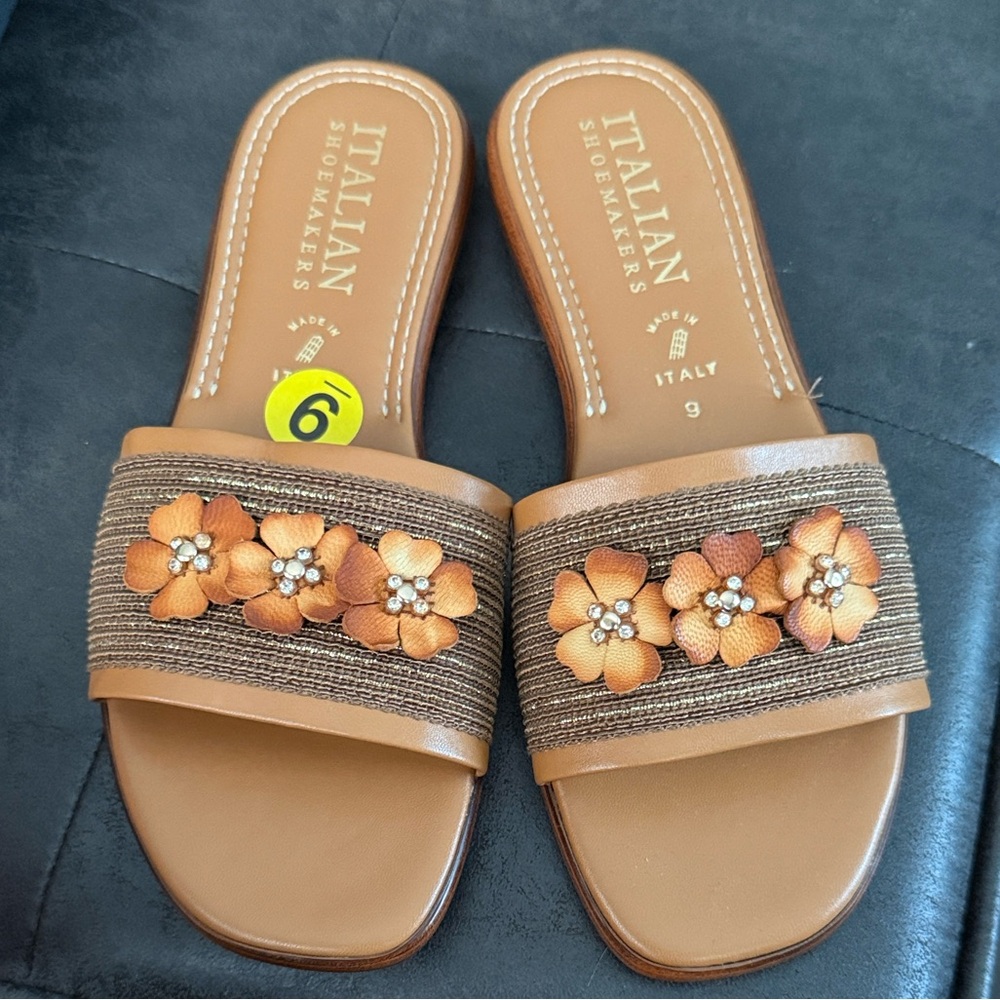 Italian Shoemakers Brown Floral Sandals